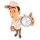 3D Delivery Man Holding Stopwatch