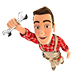 3D Handyman Flying and Holding a Wrench