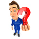 3D Mechanic Holding a Question Mark Icon