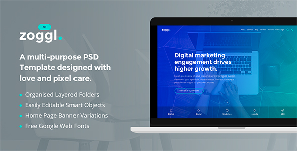Zoggl - Marketing Website PSD Template
