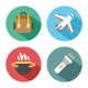 Travel, Camp, Recreation Flat Colored Vector Icons