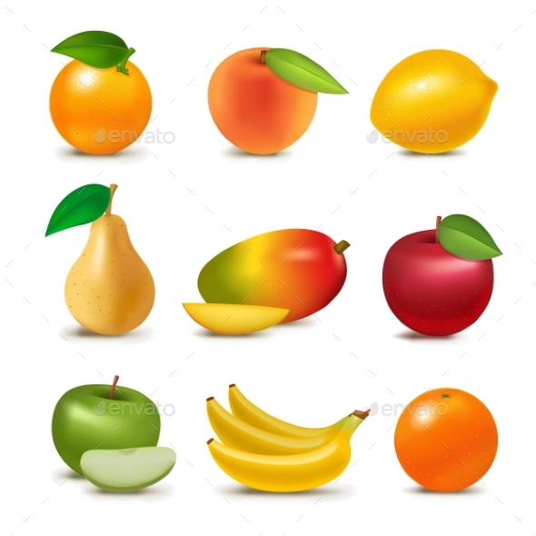 Fresh Realistic 3d Juicy Fruits Slice Organic