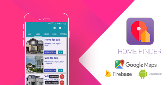 Home Finder Realtime Application with Firebase and Google Map