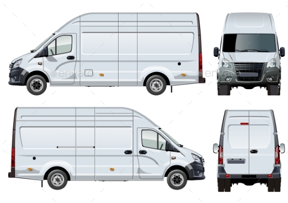 Vector Van Template Isolated on White