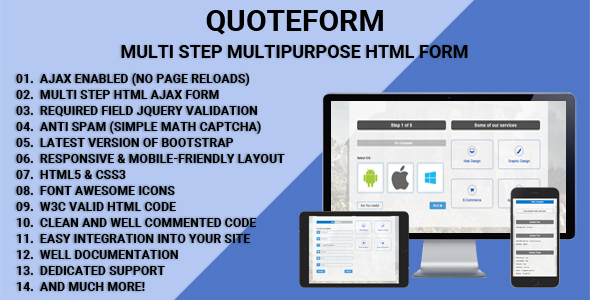 QuoteForm - Multi Step Multipurpose HTML Form