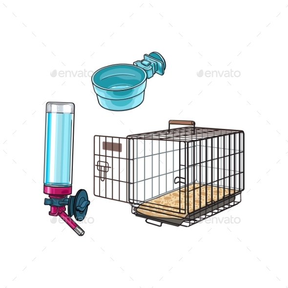 Metal Wire Pet Travel Carrier Feeding Bowl and Water