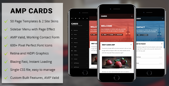 AMP Cards | Mobile Google AMP Template