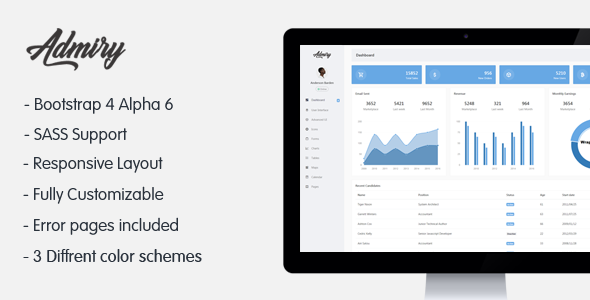 Admiry - Flat Bootstrap 4 Admin Dashboard