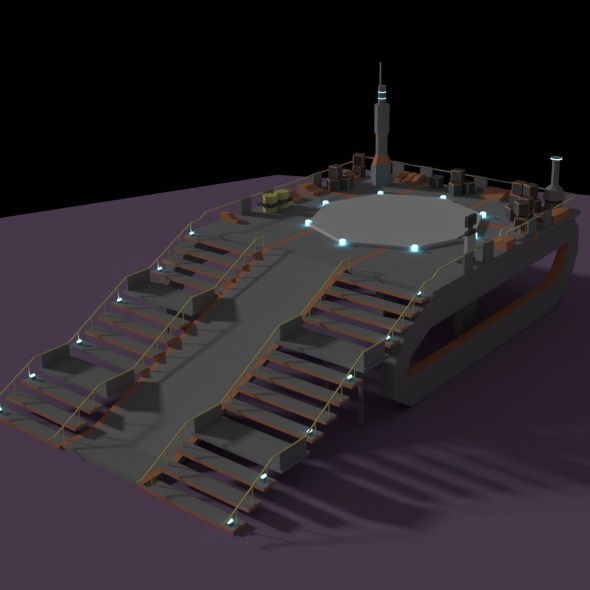 Low Poly Spaceship Platform - 3DOcean Item for Sale