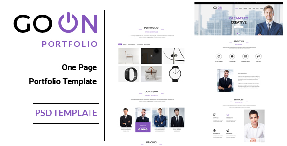 Go On : One Page Portfolio PSD Template