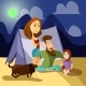 Family Camping Concept Poster. Vector Cartoon