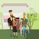 Hipster Couples Walking. Vector Cartoon People