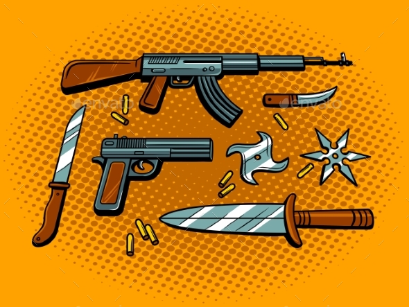 Weapon Pop Art Style Vector Illustration