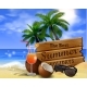 Wooden Board on Tropical Background