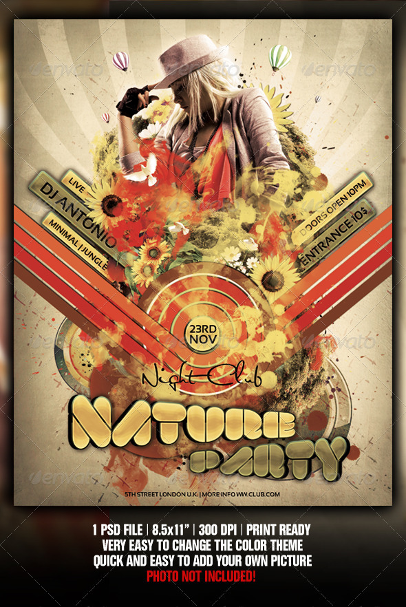 Retro Nature Party Flyer / Poster Template