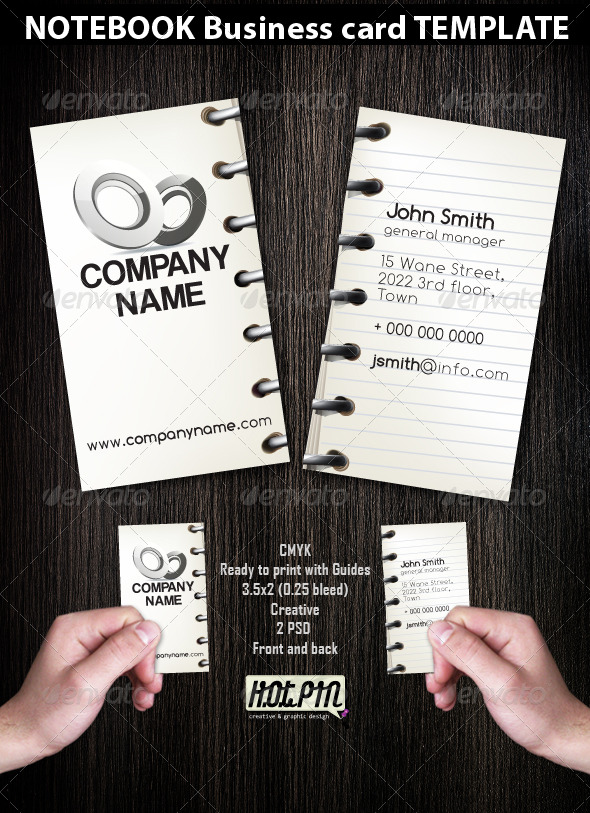 Notebook Business Card template Notebook Business Card template