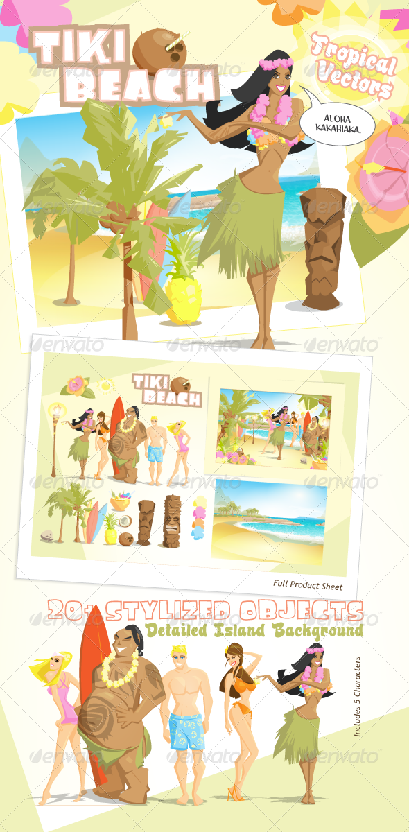 Tiki Beach Tropical Vectors Tiki Beach Tropical Vectors