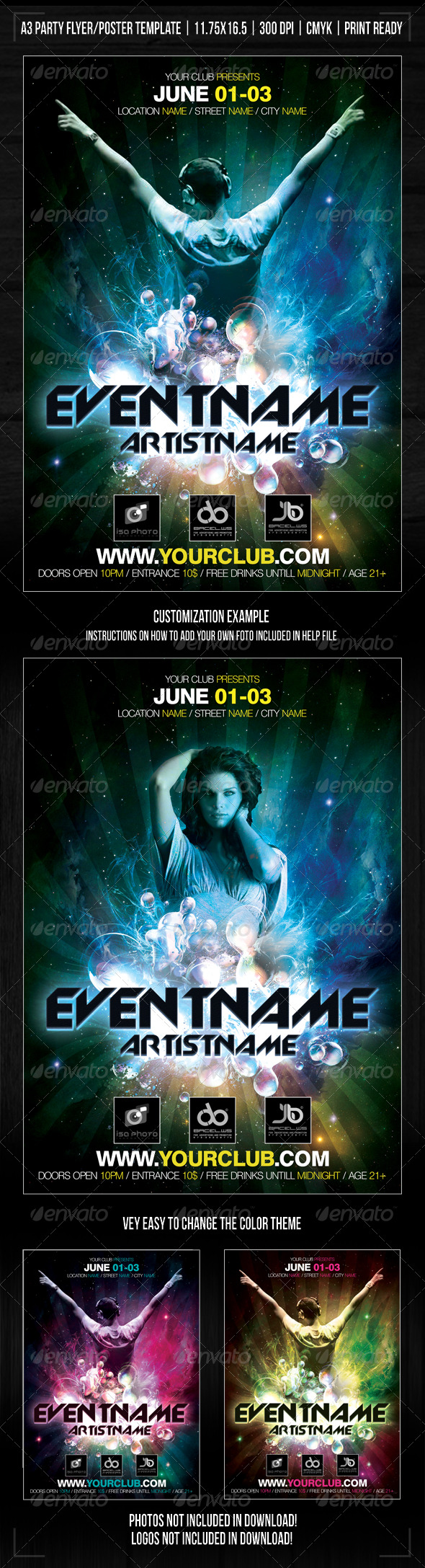 Nightclub Space Party Poster Flyer Template Print Templates Flyers Events Clubs Graphicriver Event Flyer Template