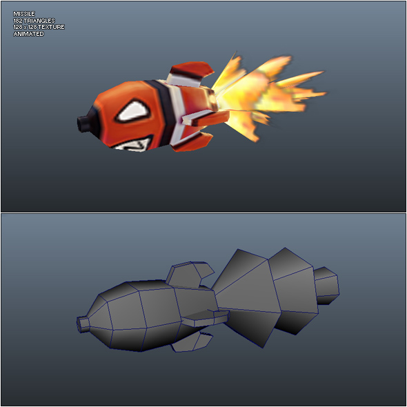 Low Poly Missile - 3DOcean Item for Sale