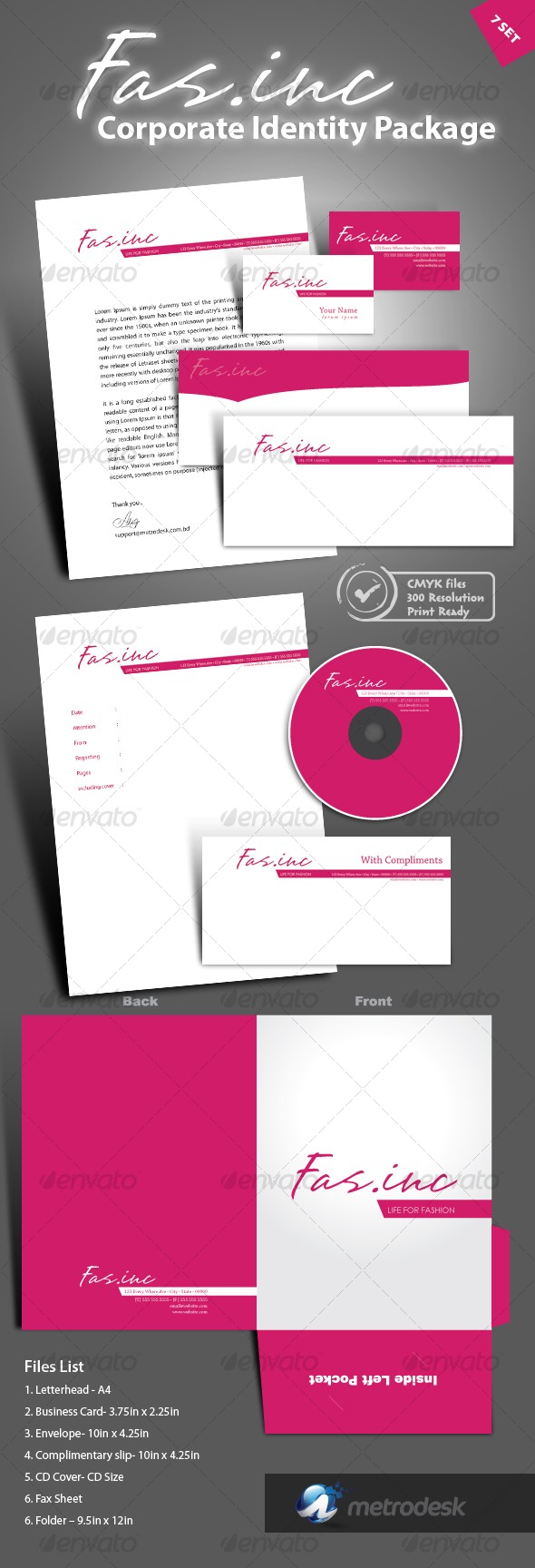 High quality print ready corporate identity 7-pack - Stationery Print Templates