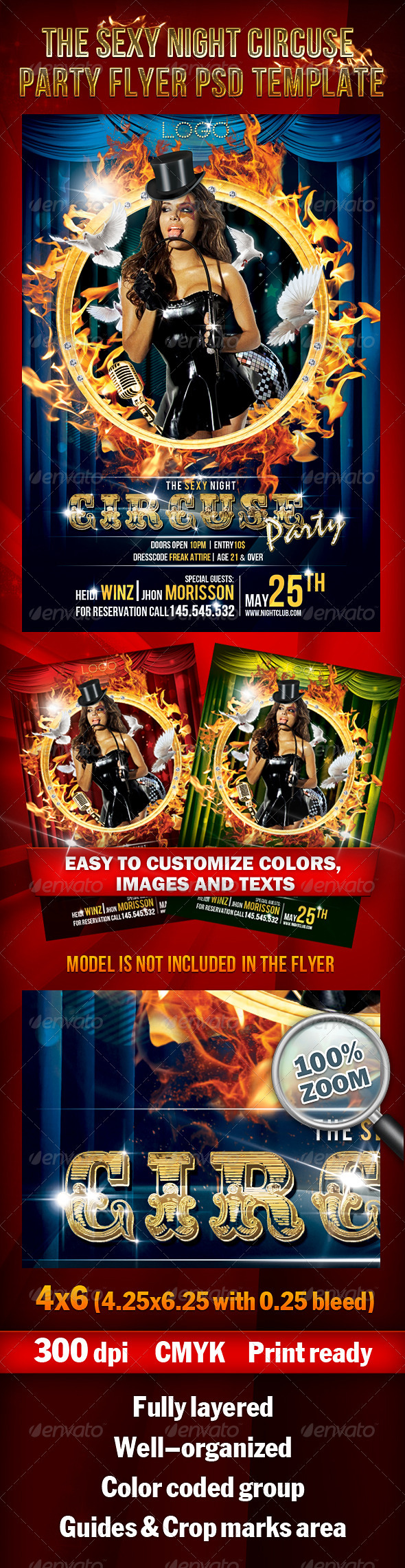 The Sexy Night Circuse Party Flyer PSD Template