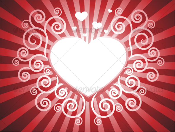 Heart with swirl red background