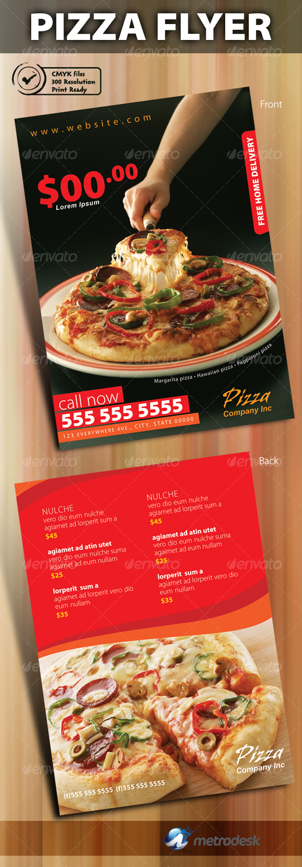 Print ready pizza menu flyer