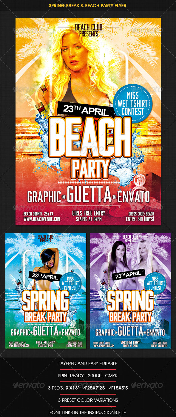 Spring Break & Beach Party Flyer