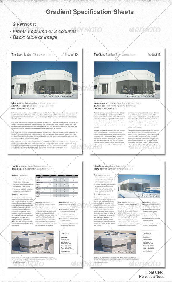 Elegant Gradient Spec sheets - Miscellaneous Print Templates