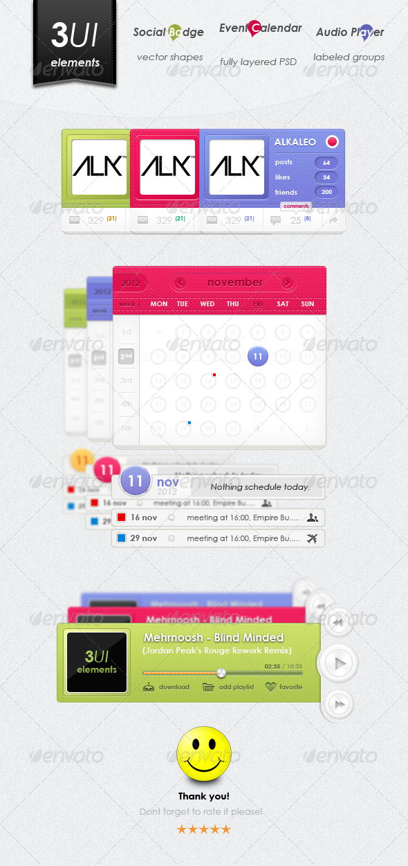 3UI Elements Design - Miscellaneous Web Elements