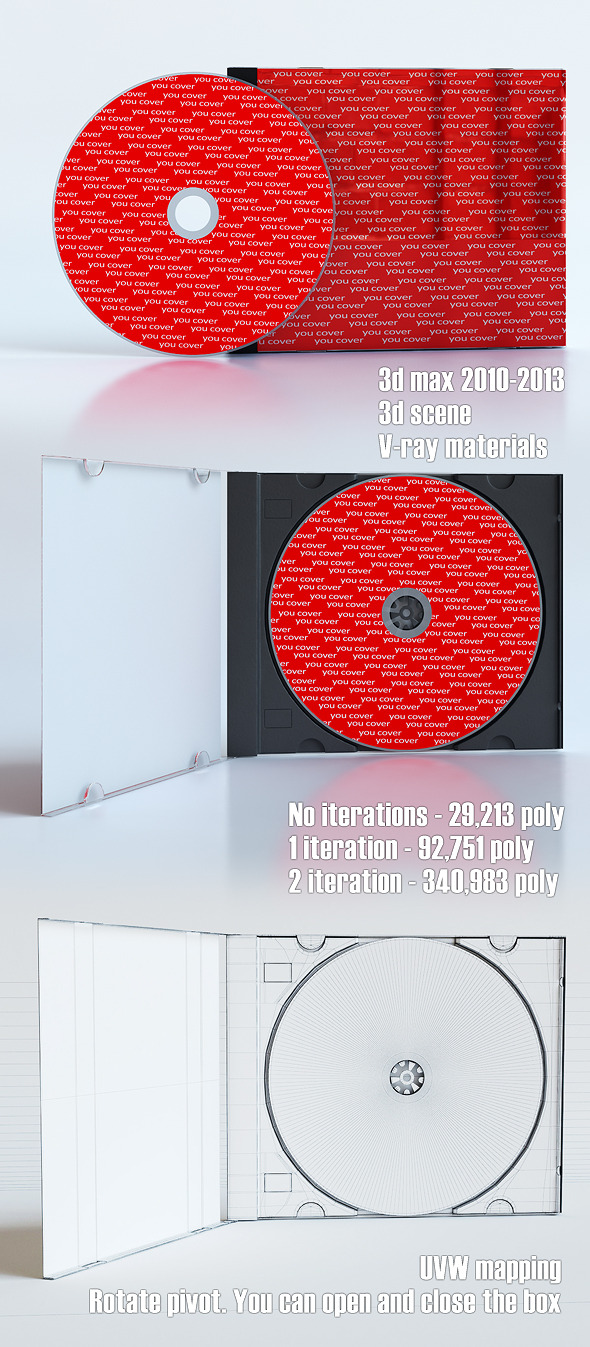 High quality 3d model of CD case and CD disk - 3DOcean Item for Sale