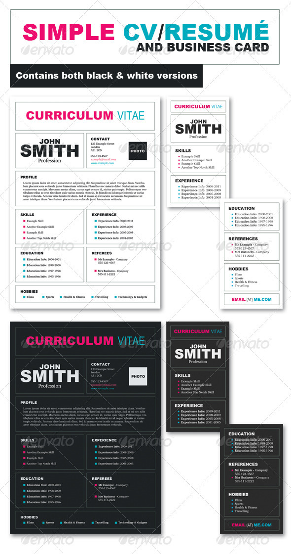 CV Resumé Business Card Pack