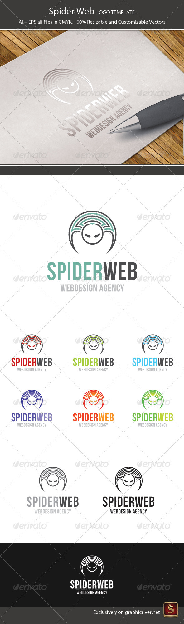 Spider Web Logo Template - Animals Logo Templates
