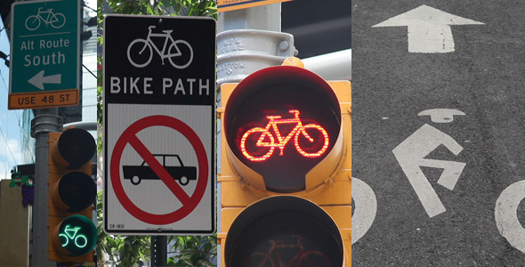 Bike Path Signs Pack in New York City Full HD Bike Path Signs Pack in New York City Full HD