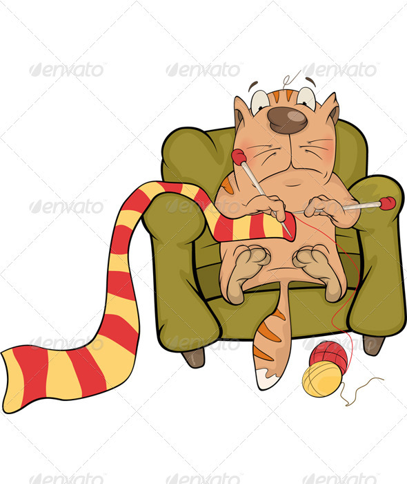 The Cat Knits A Striped Scarf The Cat Knits A Striped Scarf