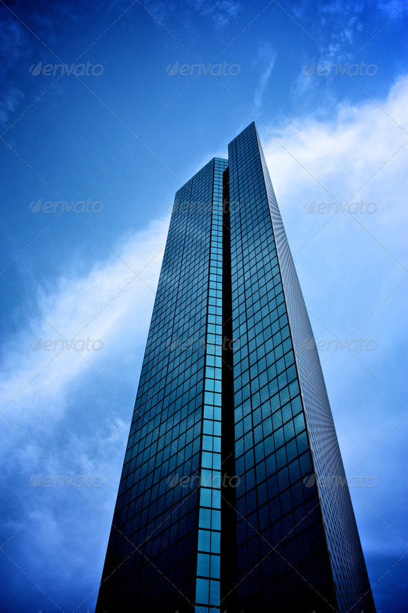 Tall Blue Skyscraper - Stock Photo - Images