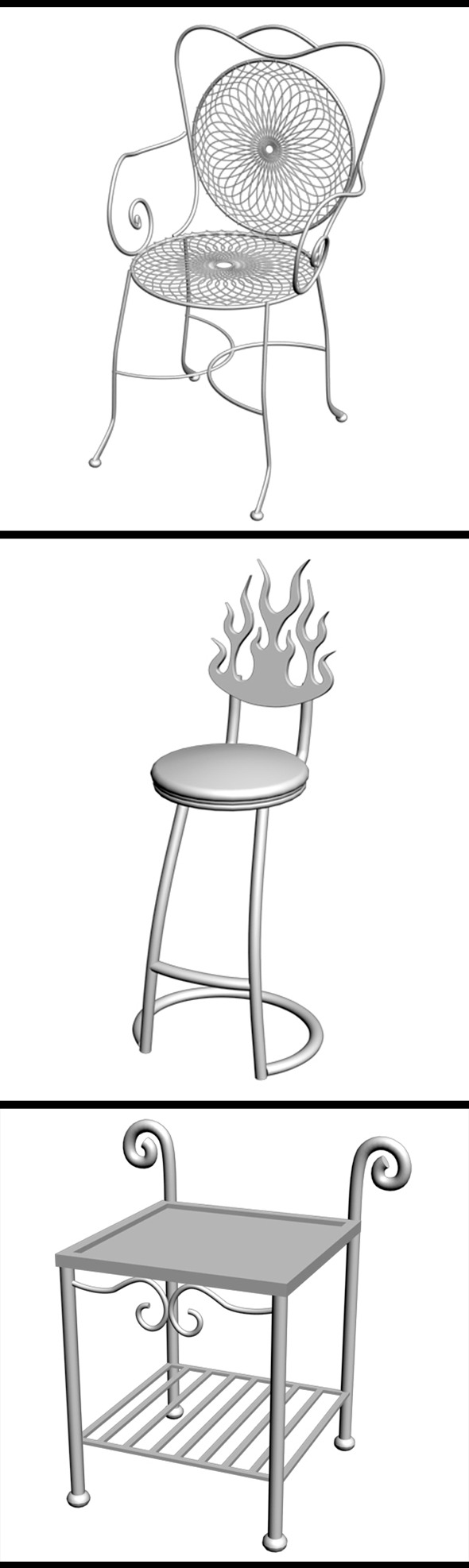 Wrought Iron Furniture Pack 01 - 3DOcean Item for Sale