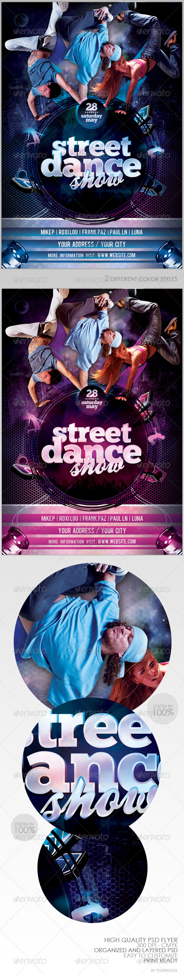 Street Dance Show Flyer Template - Flyers Print Templates