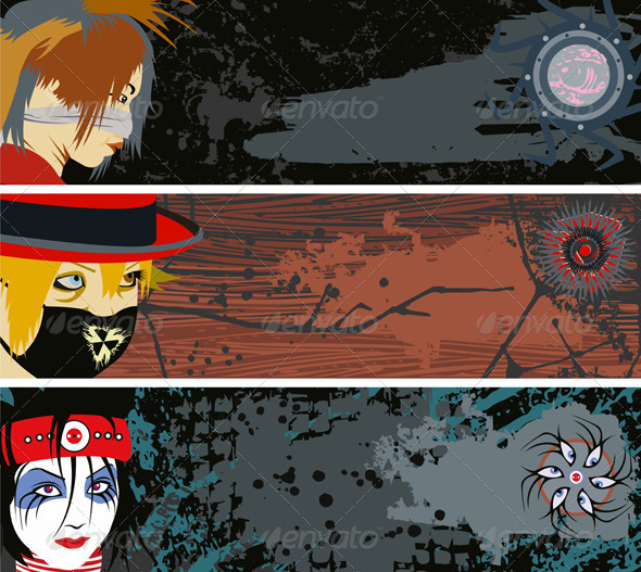Banner Set People Face Banner Set People Face