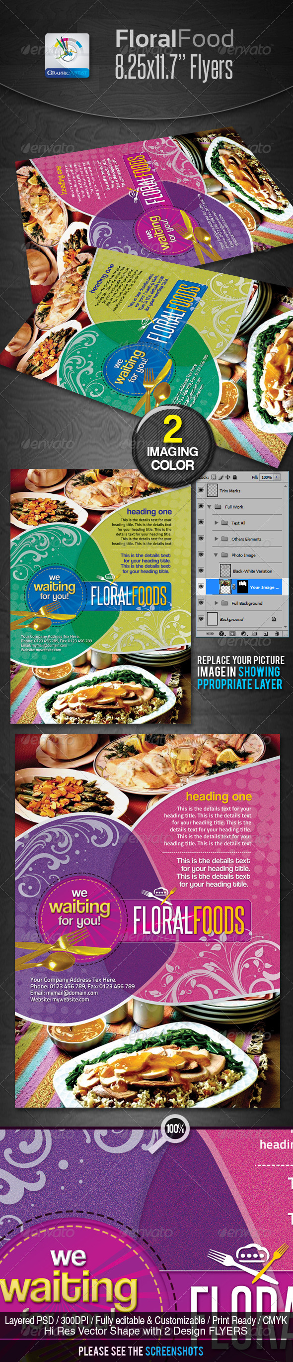 Floral Restaurant Food Flyers