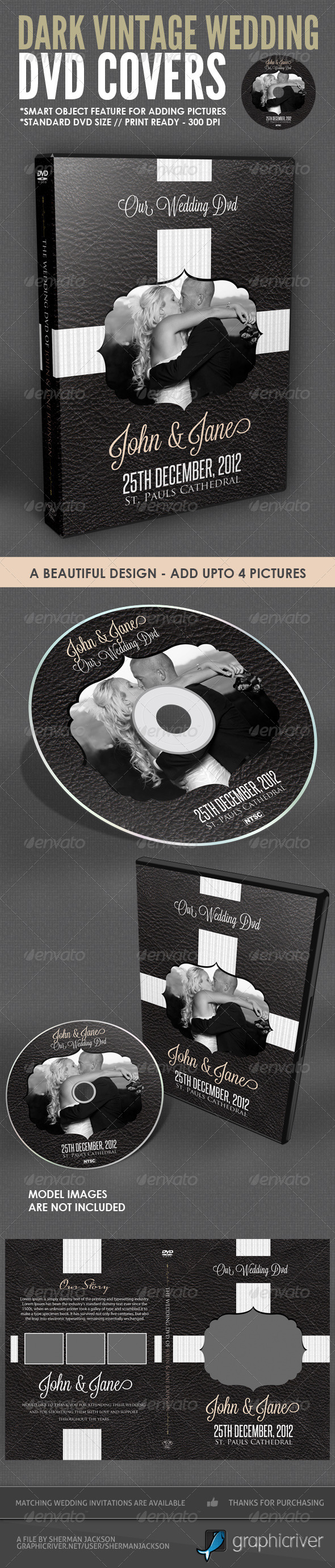 Dark Vintage Wedding DVD Cover Template