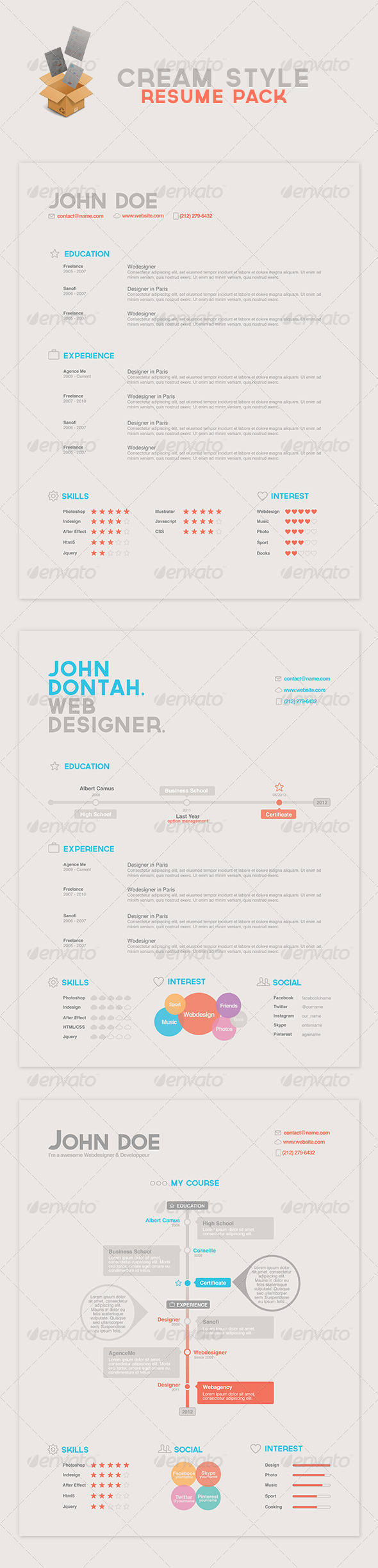 Cream Style Resume Pack Cream Style Resume Pack