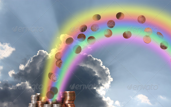 Rainbow with a stash of coins