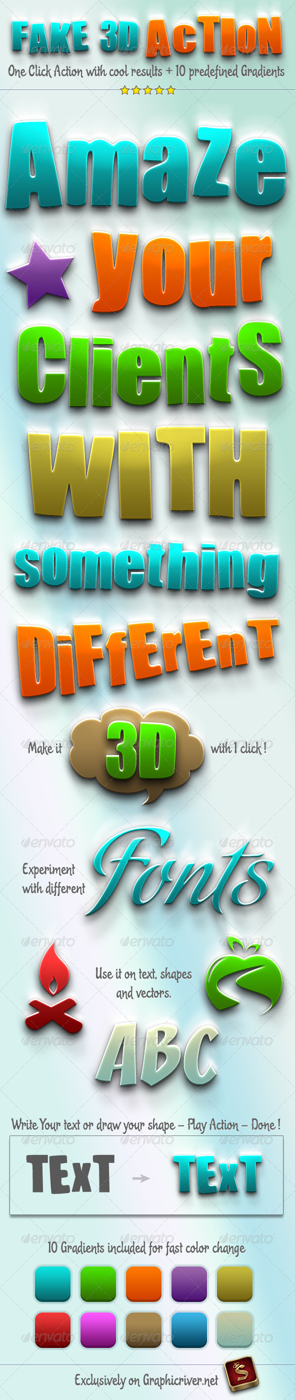 Fake 3D Photoshop Action - Actions Photoshop