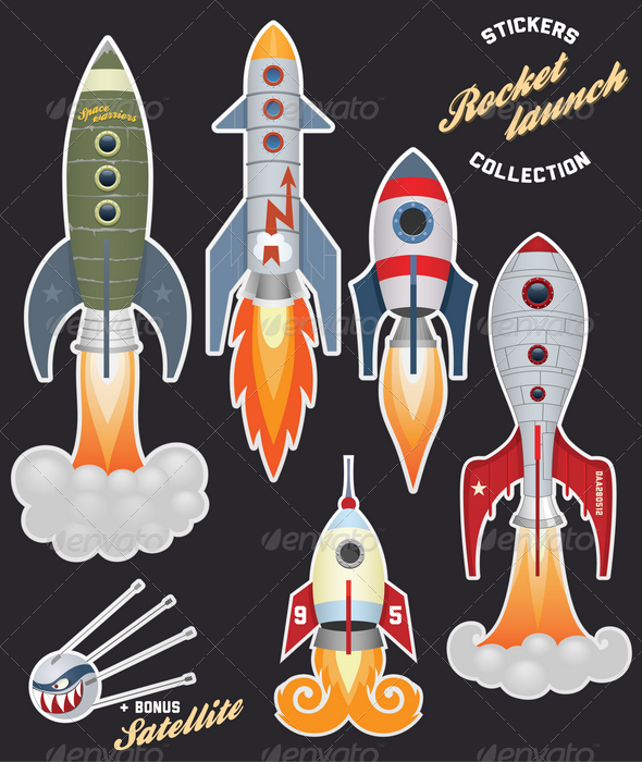 Rocket launch (stickers collection)