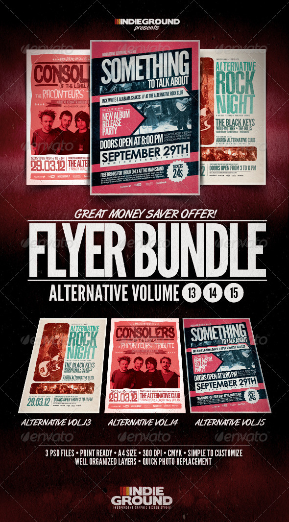 Alternative Flyer/Poster Bundle Vol. 13-15 - Clubs & Parties Events