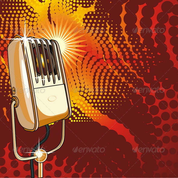 Vintage Microphone on Abstract Background