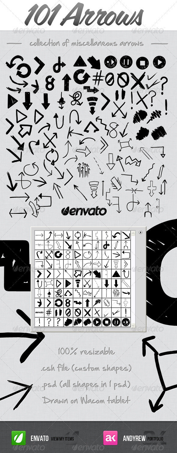 101 Hand Drawn Arrows - Photoshop Add-ons