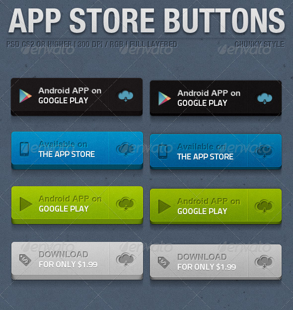 App Store Chunky Buttons - Buttons Web Elements