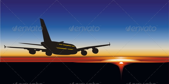 Airliner Silhouette at Sunset